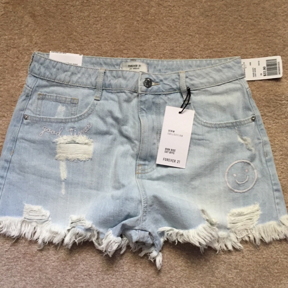 Forever 21 High Waisted Light Denim Cutoff Shorts